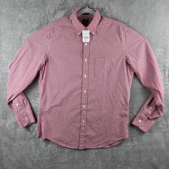J.CREW Other - NWT J.Crew Classic Fit Flex Washed Button Up Shirt Red‎ Check Mens M MSRP $89